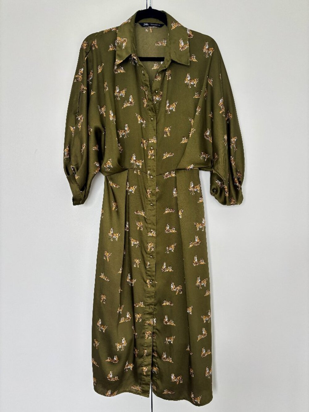 Zara silk green tiger dress